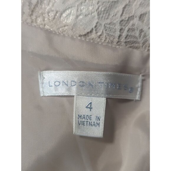 NWT London Times Champagne Peplum Sheath Dress Weddings Cocktail Parties sz 4 - Picture 9 of 12